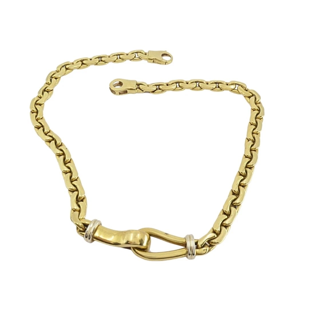 Vintage Italian 18k Gold Link Necklace Sculpted Front Element - 7