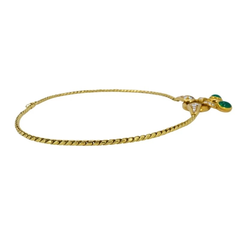 Vintage Rene Boivin 18k Gold NECKLACE Diamond Cabochon Emerald Estate Jewelry - 4