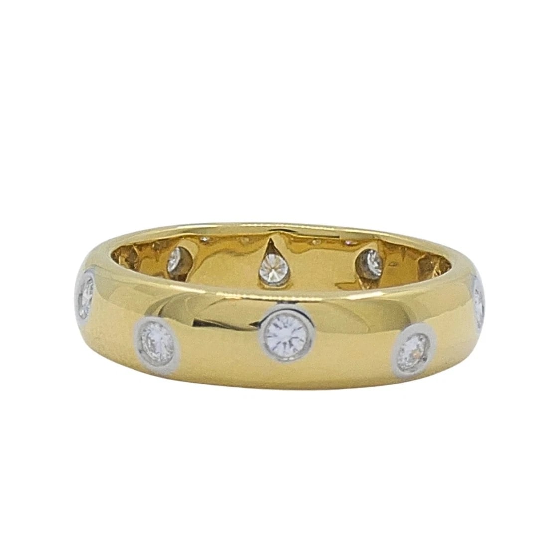Tiffany & Co. 18k Gold & Platinum Accent Diamond Band Ring - 7