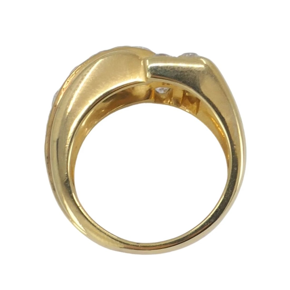 Vintage GRANAT 18k Yellow Gold Diamond Buckle Ring, 1950s - 10
