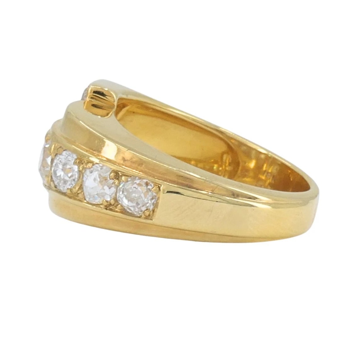 Vintage GRANAT 18k Yellow Gold Diamond Buckle Ring, 1950s - 8