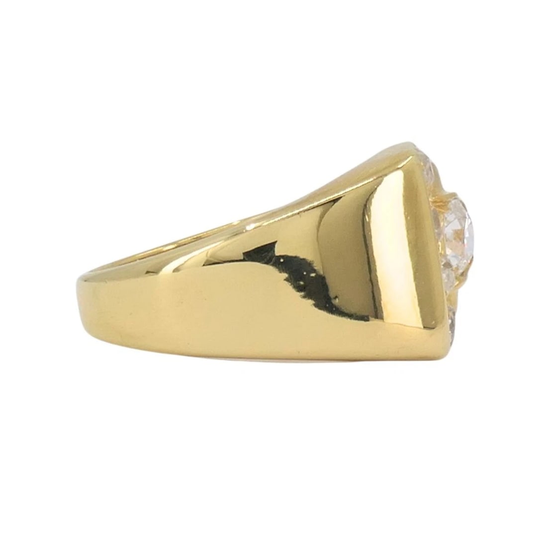 Vintage GRANAT 18k Yellow Gold Diamond Buckle Ring, 1950s - 9