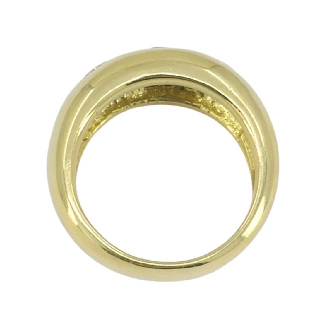 Vintage 18k Yellow Gold Three Stone Diamond Gypsy Ring - 6