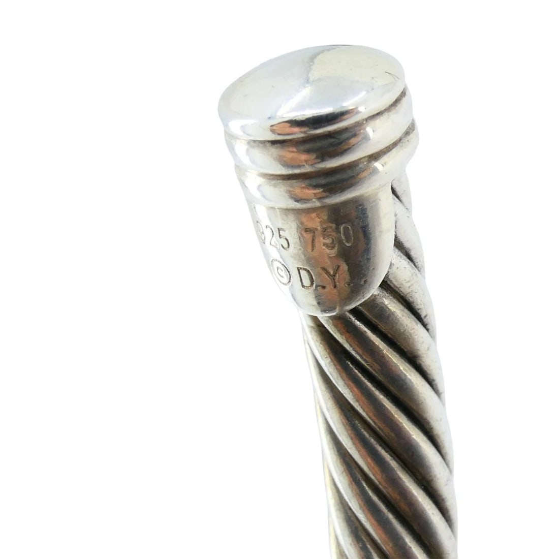 David Yurman 18k Gold Sterling Silver Sapphire Station Cable Cuff Bracelet - 10