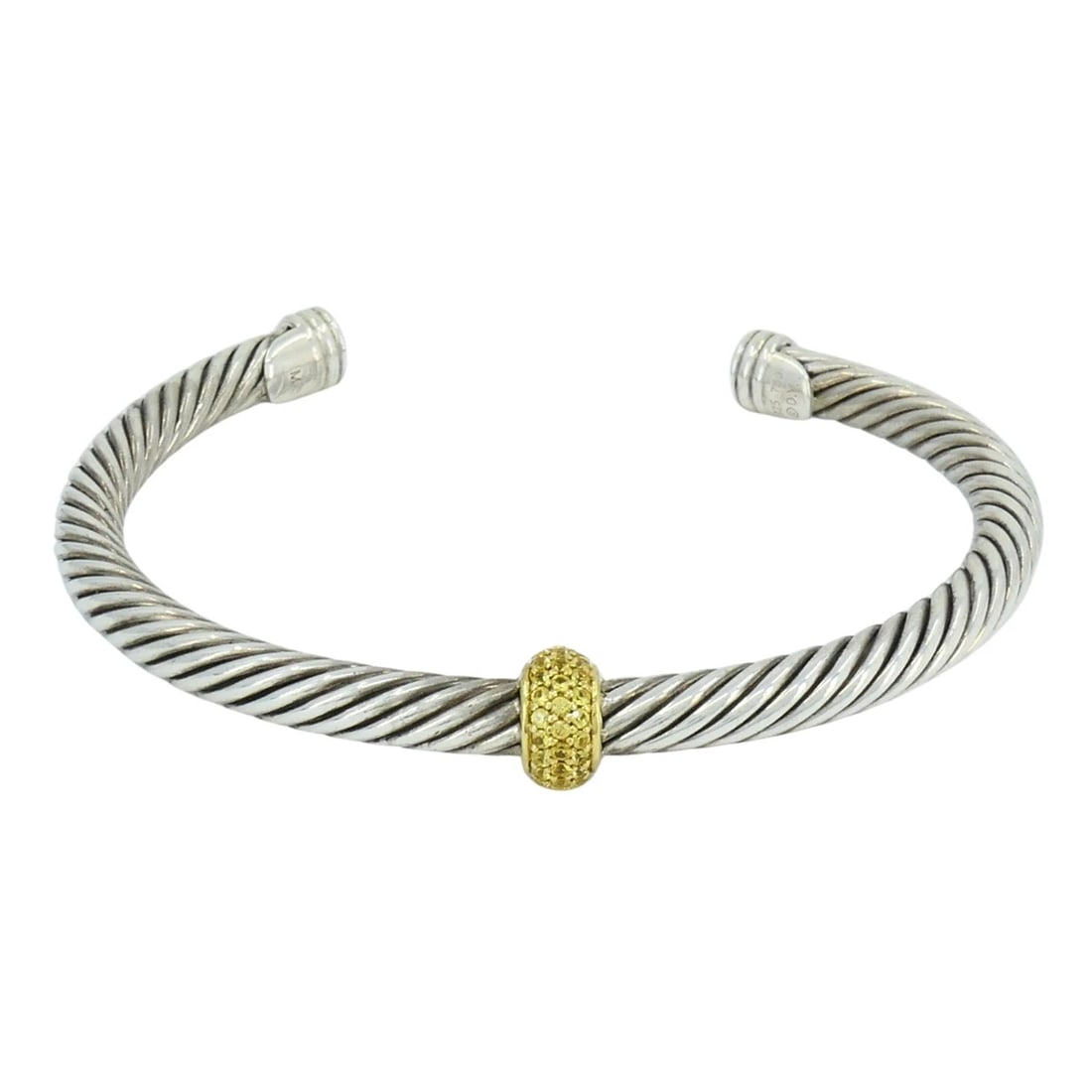 David Yurman 18k Gold Sterling Silver Sapphire Station Cable Cuff Bracelet (1 of 10)