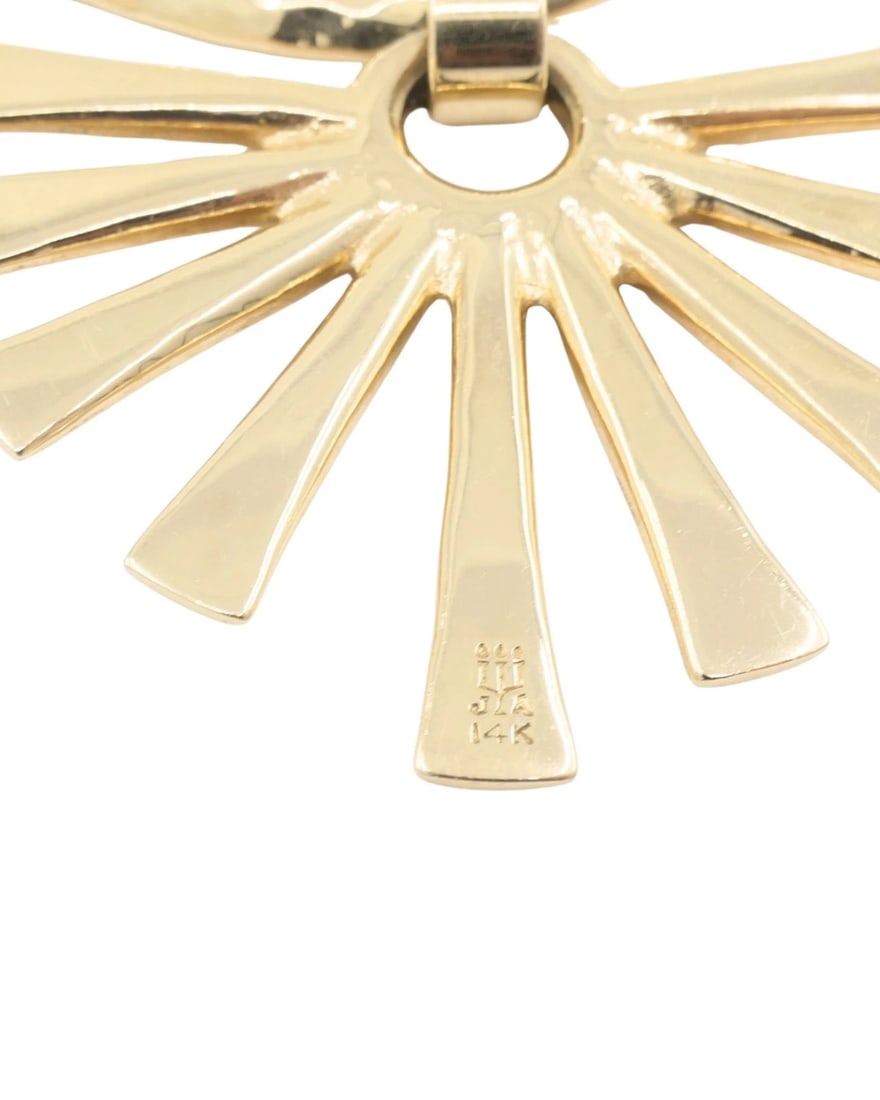 James Avery 14k Gold Collar Necklace Hammered Gold Sun Pendant - 3