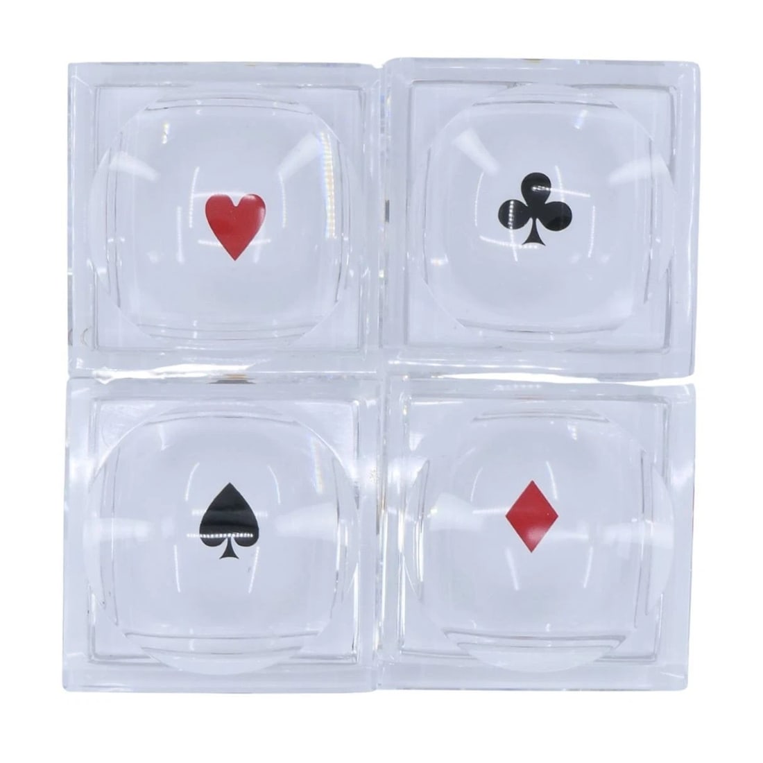 Baccarat France Crystal Glass Playing Card Trinket Ash Trays - 3