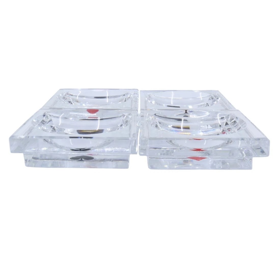 Baccarat France Crystal Glass Playing Card Trinket Ash Trays - 6