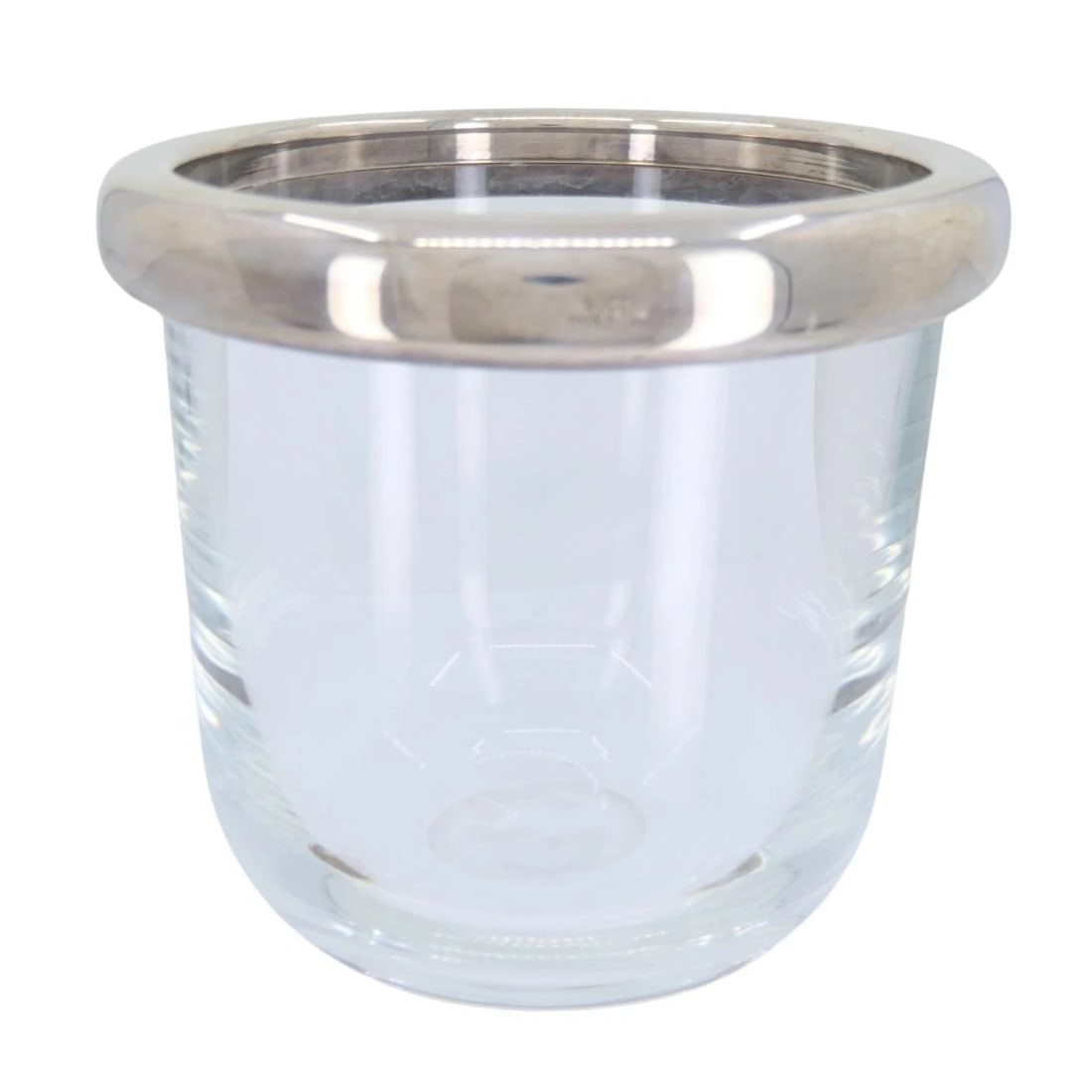 Vintage Gucci Italian Miid-Century Modern Silver Crystal Ice Bucket Vase - 2