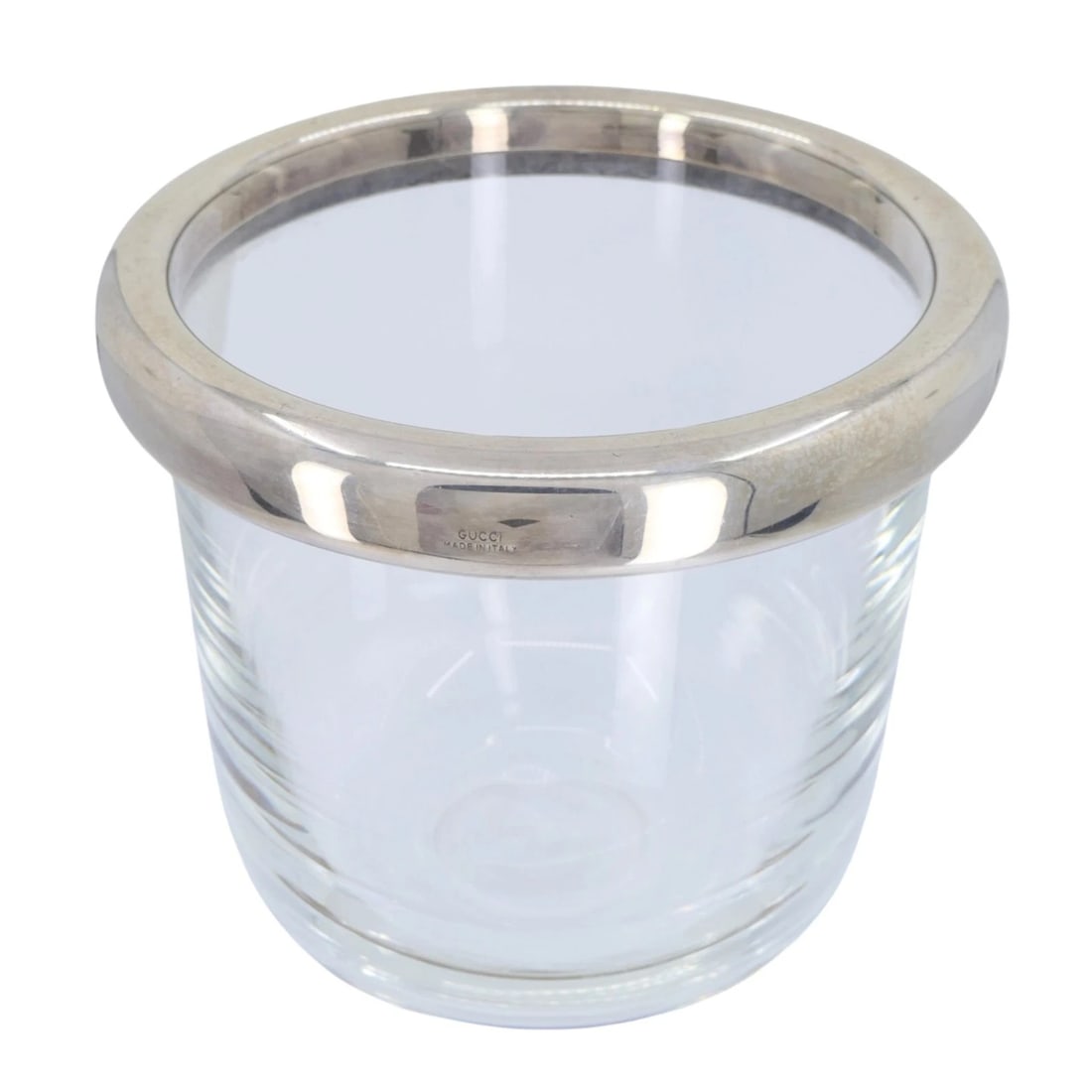 Vintage Gucci Italian Miid-Century Modern Silver Crystal Ice Bucket Vase - 3