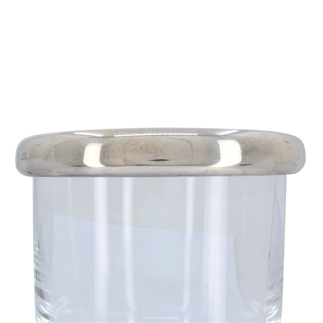 Vintage Gucci Italian Miid-Century Modern Silver Crystal Ice Bucket Vase - 8