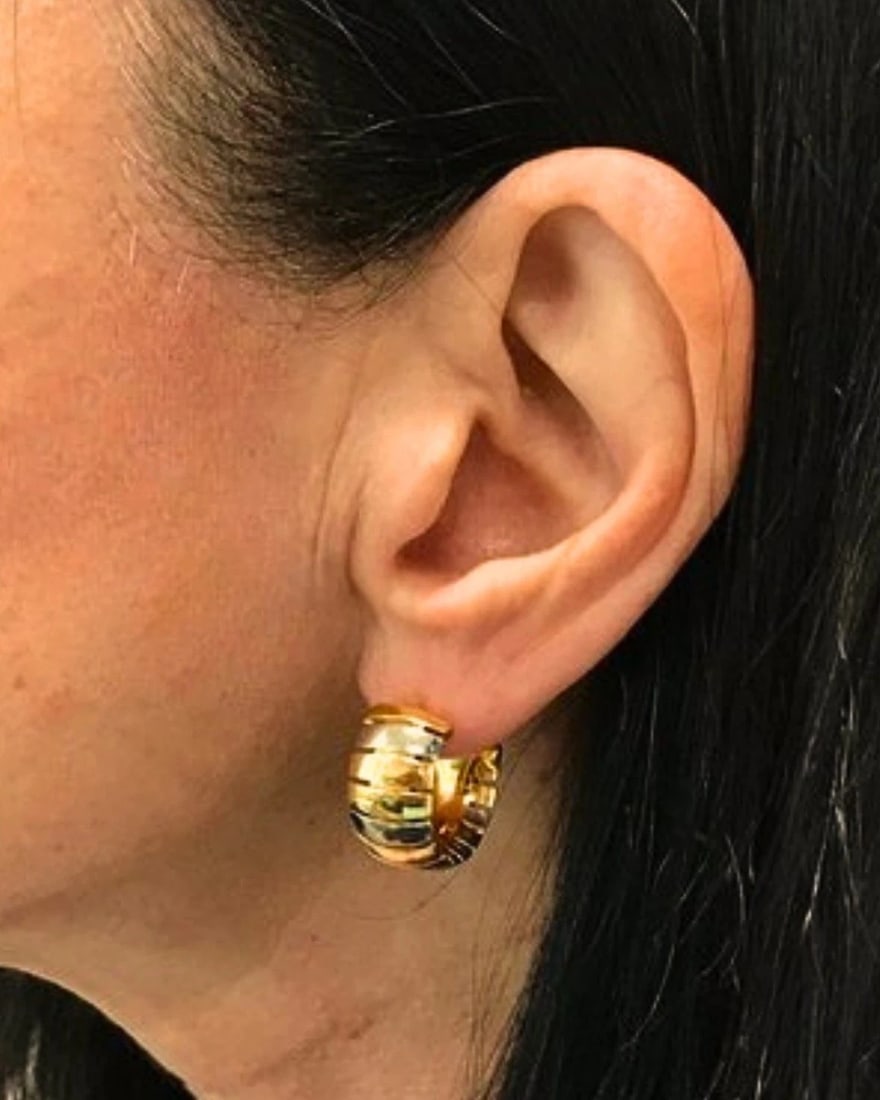 Cartier Hoop earrings Tubogas Design 18k Tri-Color Gold - 2