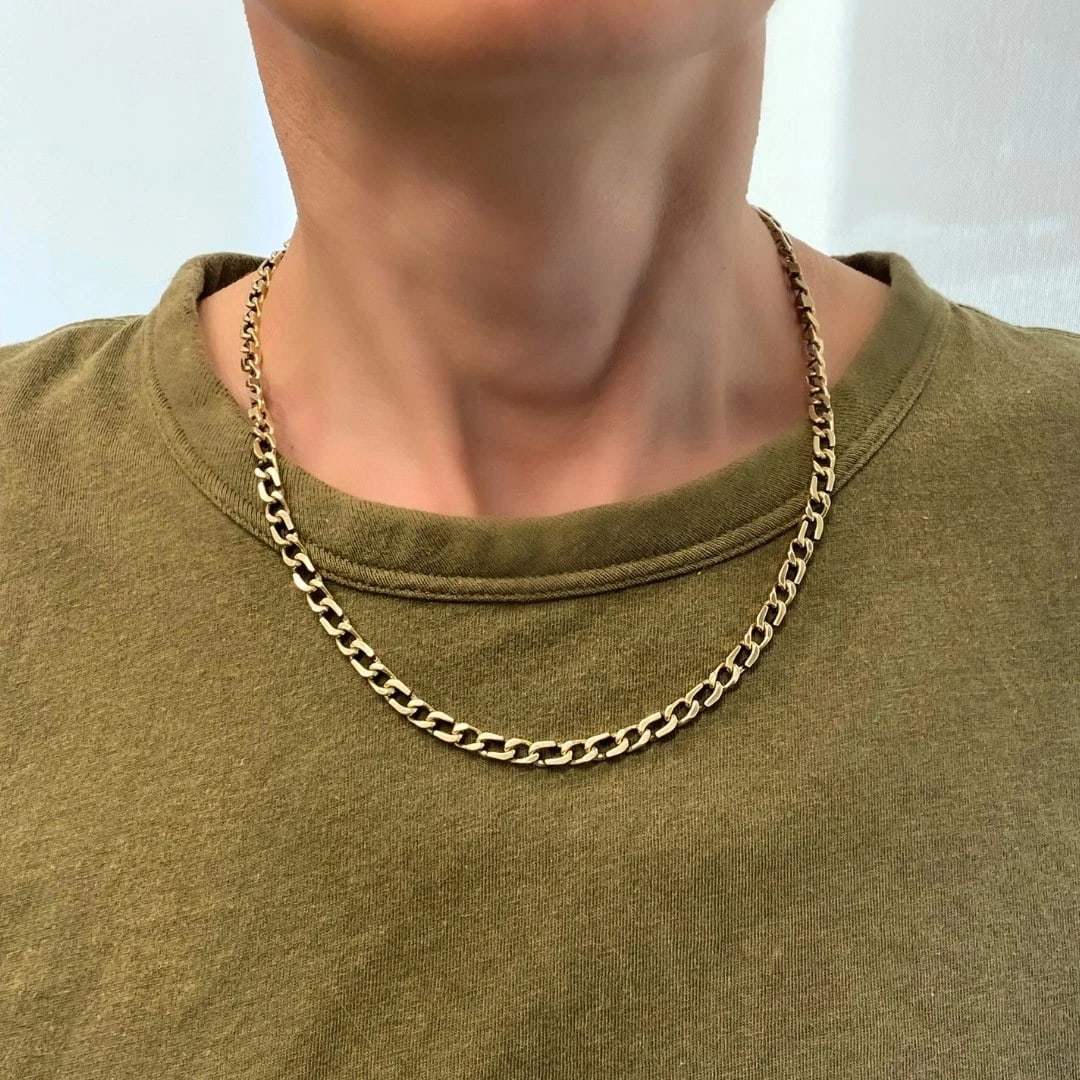 O.P. Orlandini for UnoAErre Vintage Italian 14k Gold Curb Link Chain Necklace - 2