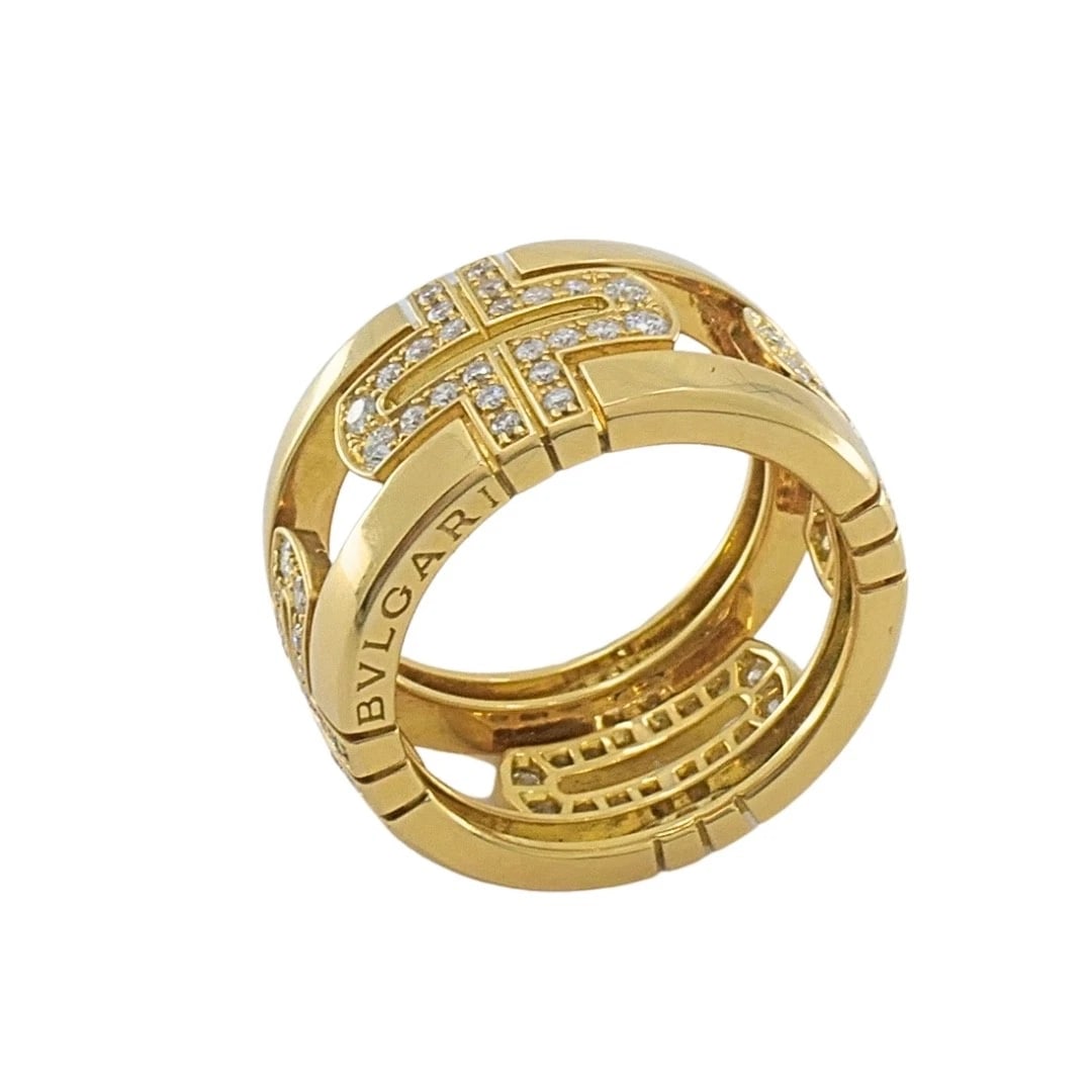 Bvlgari Bulgari 18k Gold Parentesi Diamond Band Ring - 5