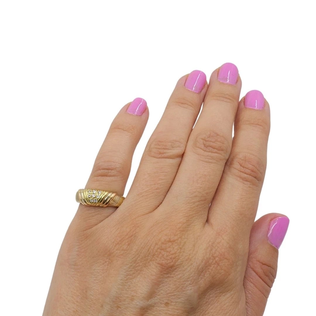 Cartier 18k Tri-Color Gold Diamond Band Ring - 2
