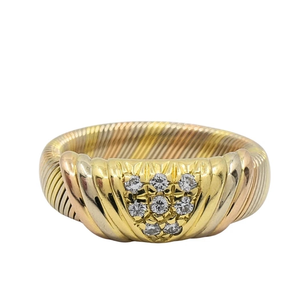 Cartier 18k Tri-Color Gold Diamond Band Ring - 5