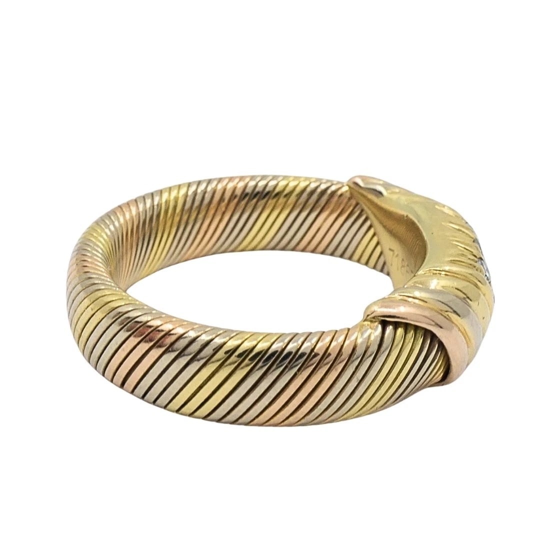 Cartier 18k Tri-Color Gold Diamond Band Ring - 6