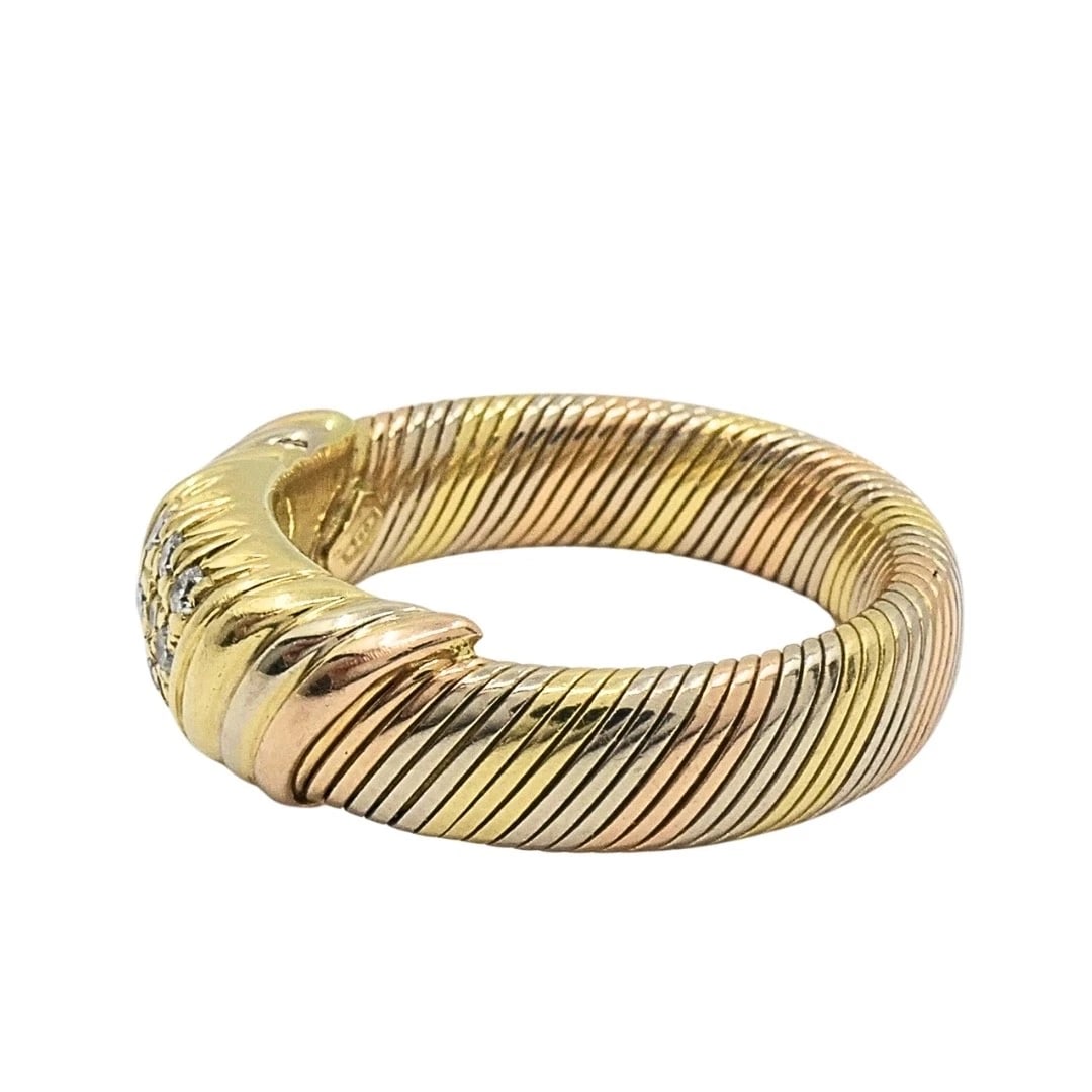 Cartier 18k Tri-Color Gold Diamond Band Ring - 7