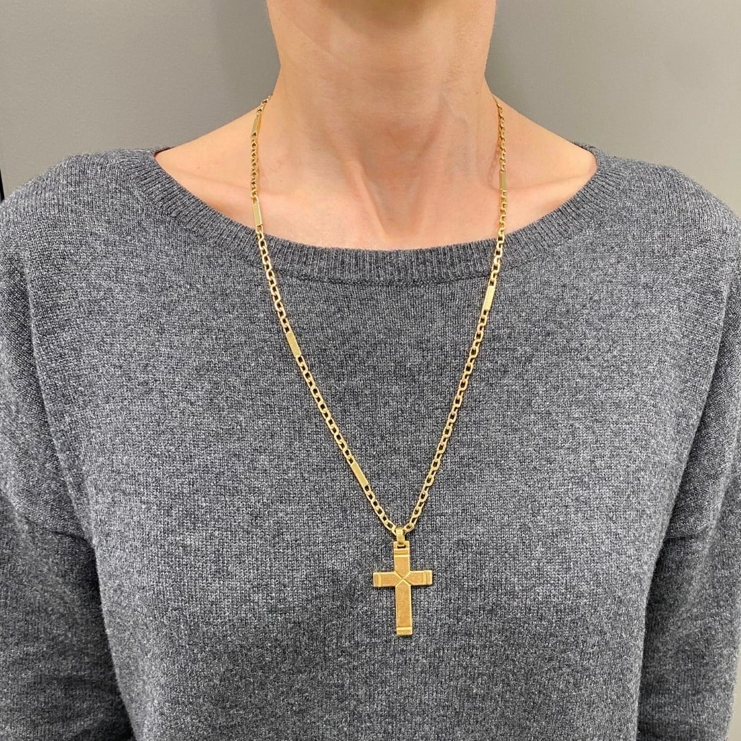 Vintage 14k Gold Cross Pendant Necklace - 2