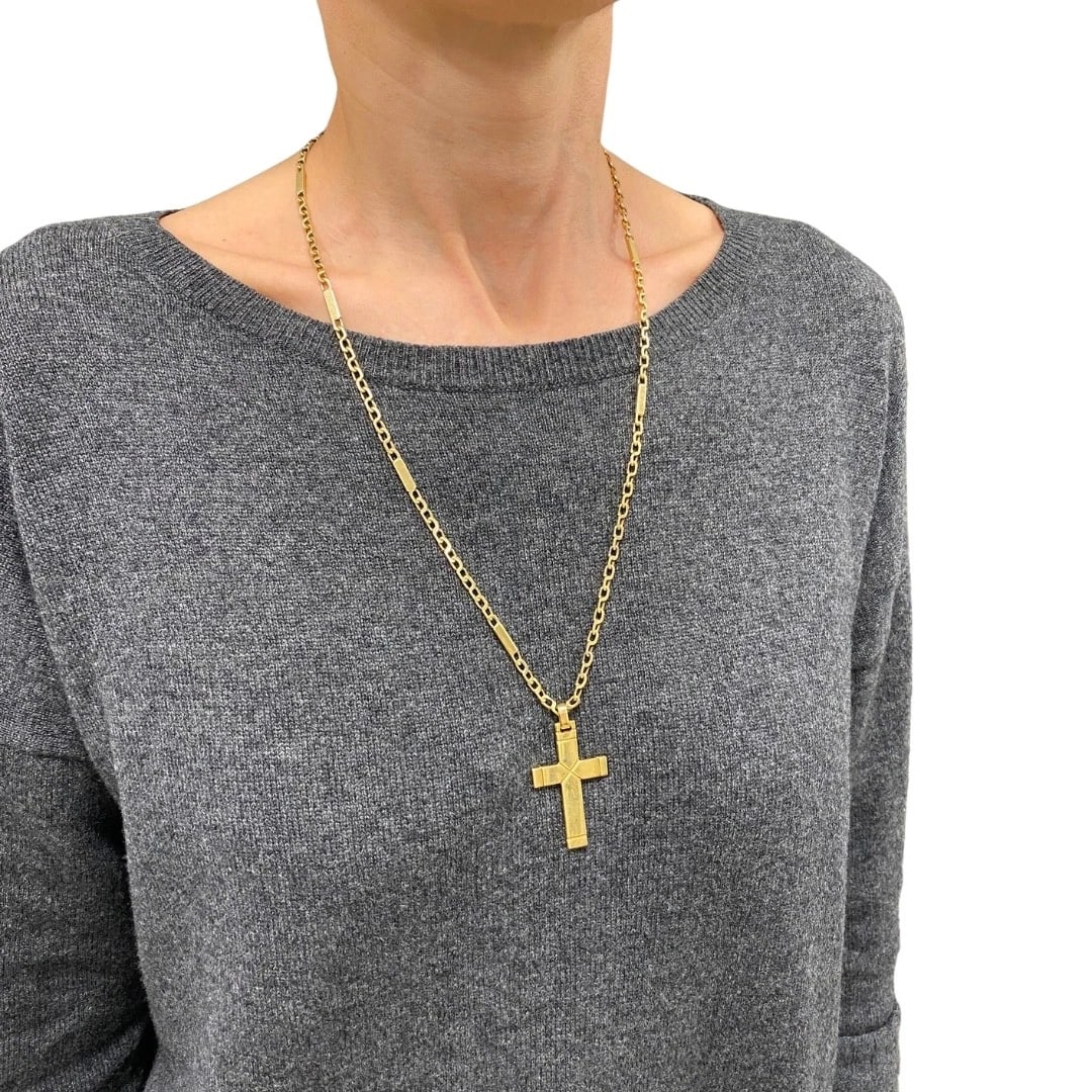 Vintage 14k Gold Cross Pendant Necklace - 3