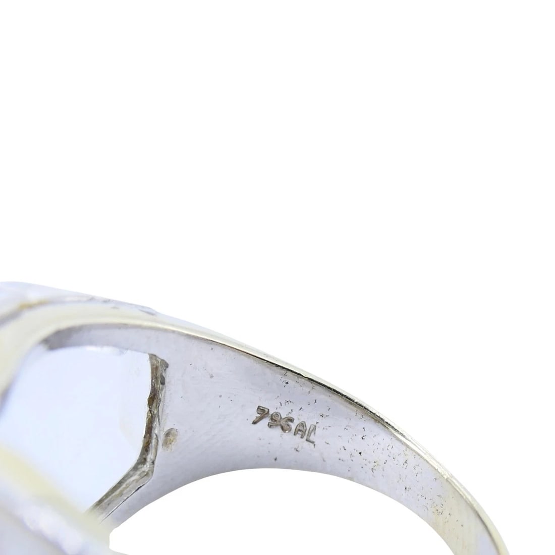 Vintage Italian 18k White Gold Diamond Rock Crystal Cocktail Ring - 9