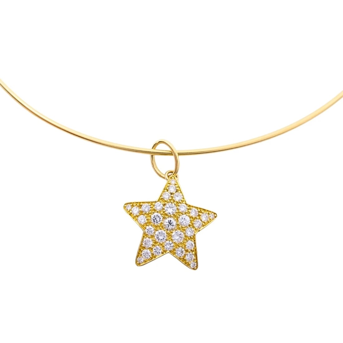 14k Gold Diamond Star Pendant 10k Gold Choker Necklace - 4