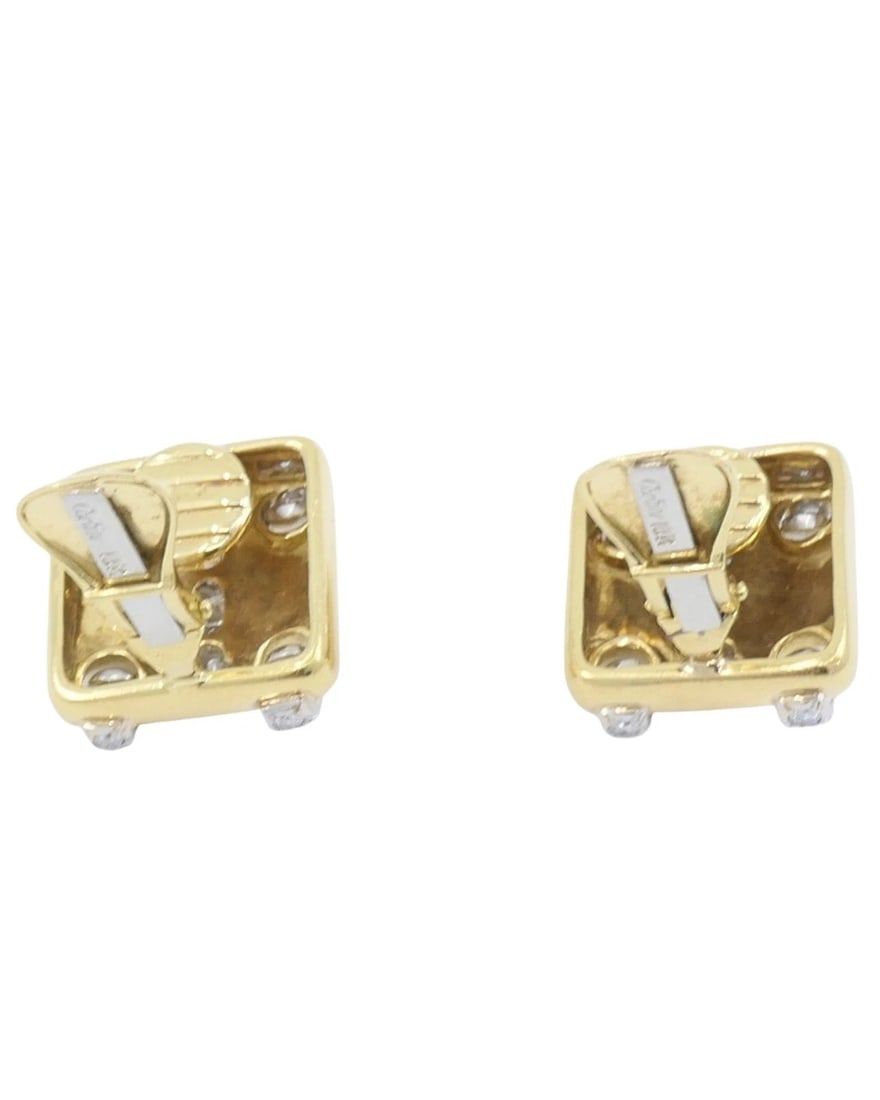 Vintage Cartier Earrings 18k Gold Diamond Stitch Design - 6