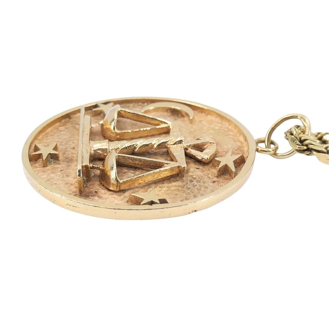 Vintage Libra 14k Gold Pendant Rope Chain Necklace - 6