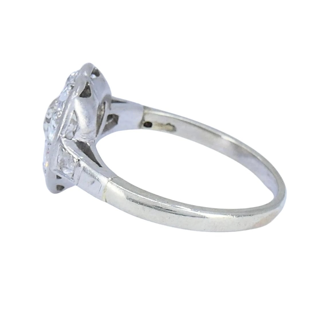Vintage Art Deco Diamond Heart Cluster Ring 10k Gold Platinum - 5