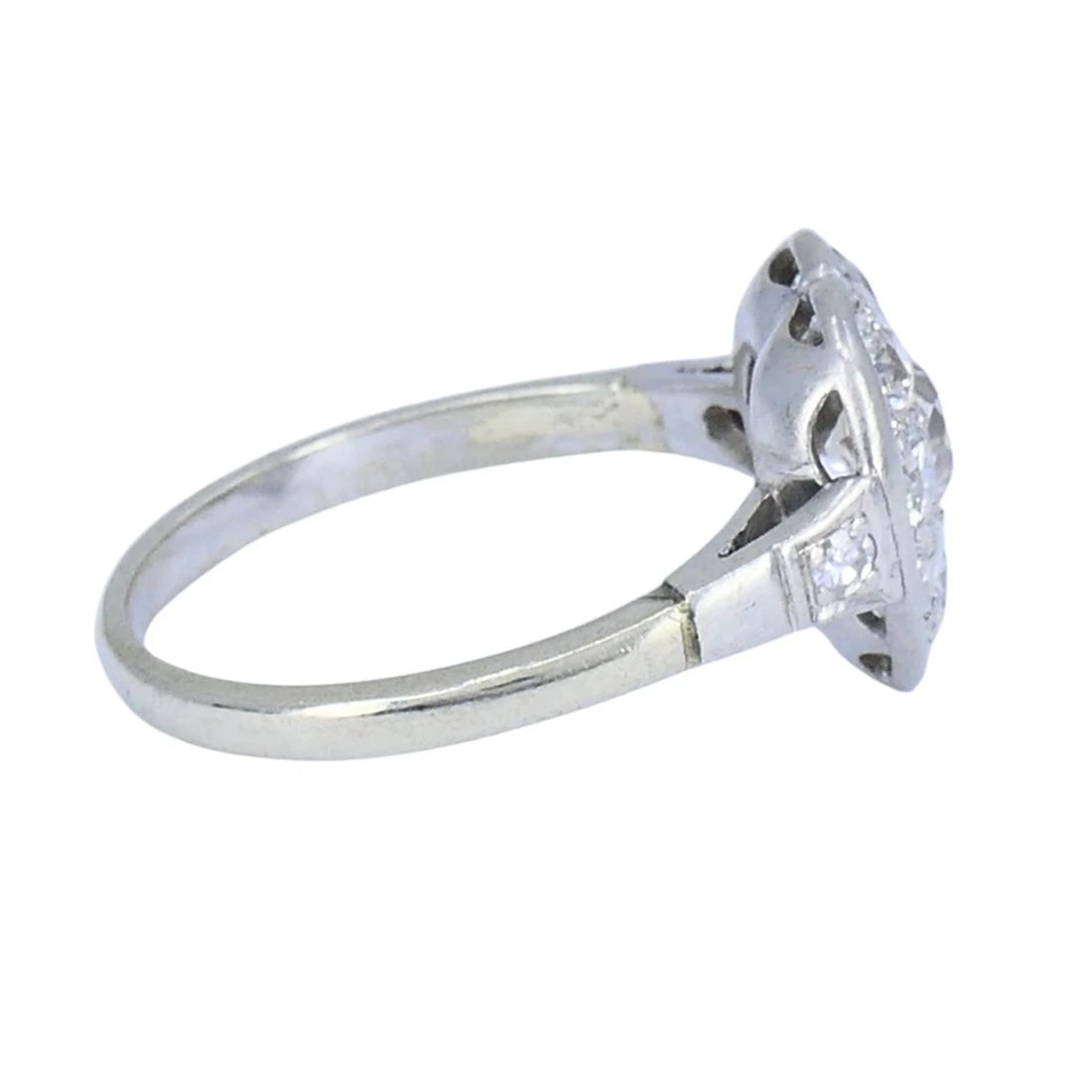 Vintage Art Deco Diamond Heart Cluster Ring 10k Gold Platinum - 6