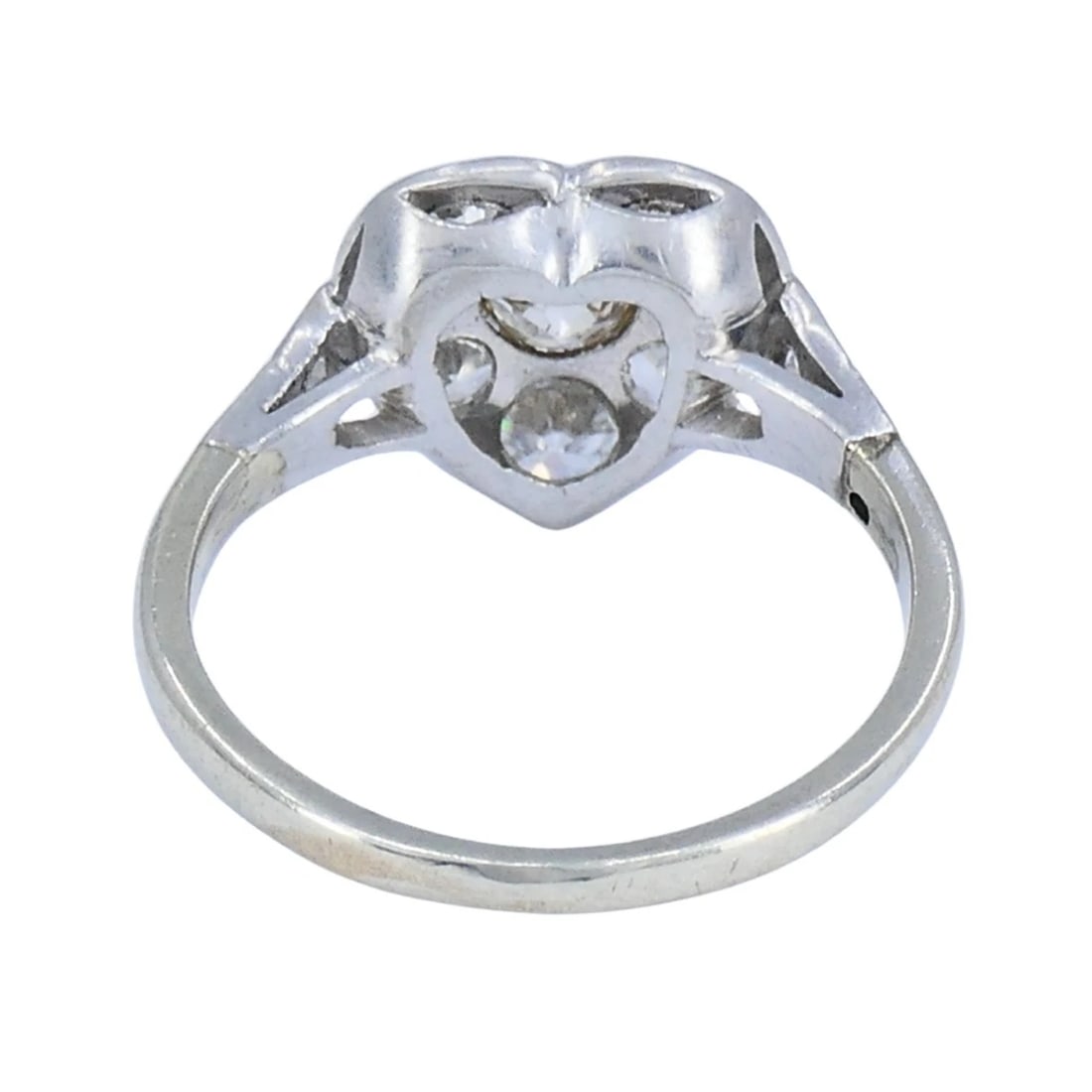 Vintage Art Deco Diamond Heart Cluster Ring 10k Gold Platinum - 7