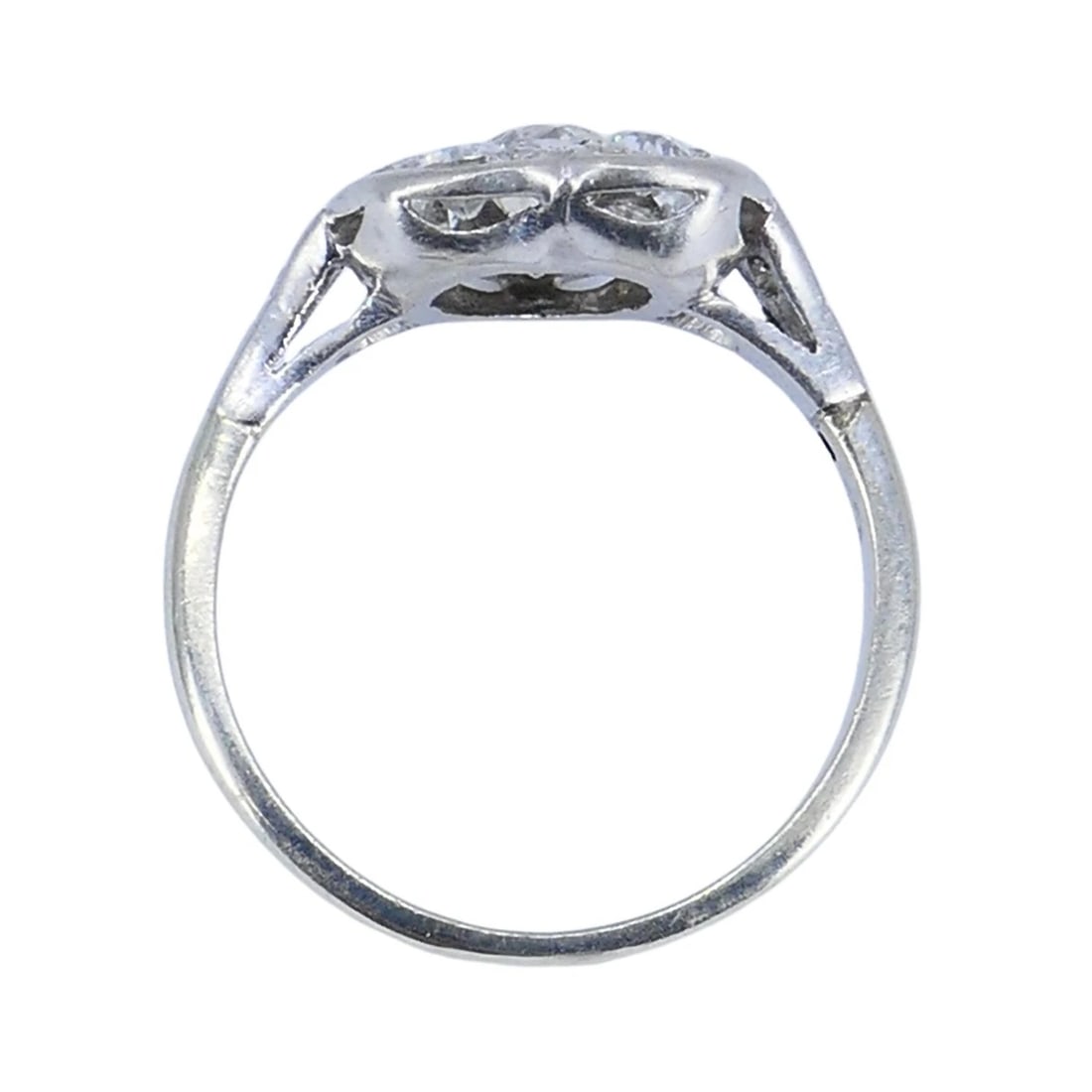 Vintage Art Deco Diamond Heart Cluster Ring 10k Gold Platinum - 9
