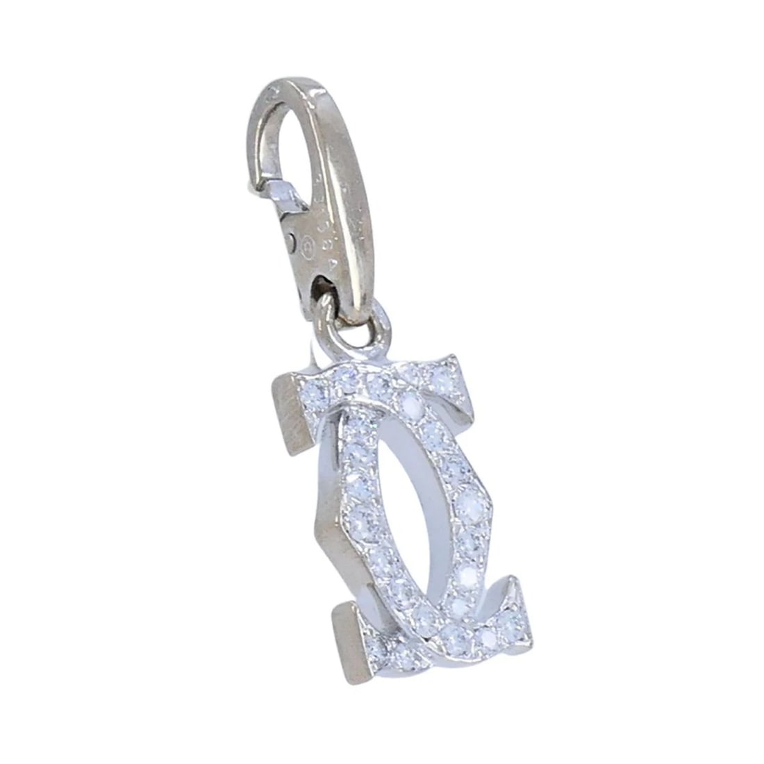 C de Cartier Double C 18k White Gold Diamond Charm Pendant - 2