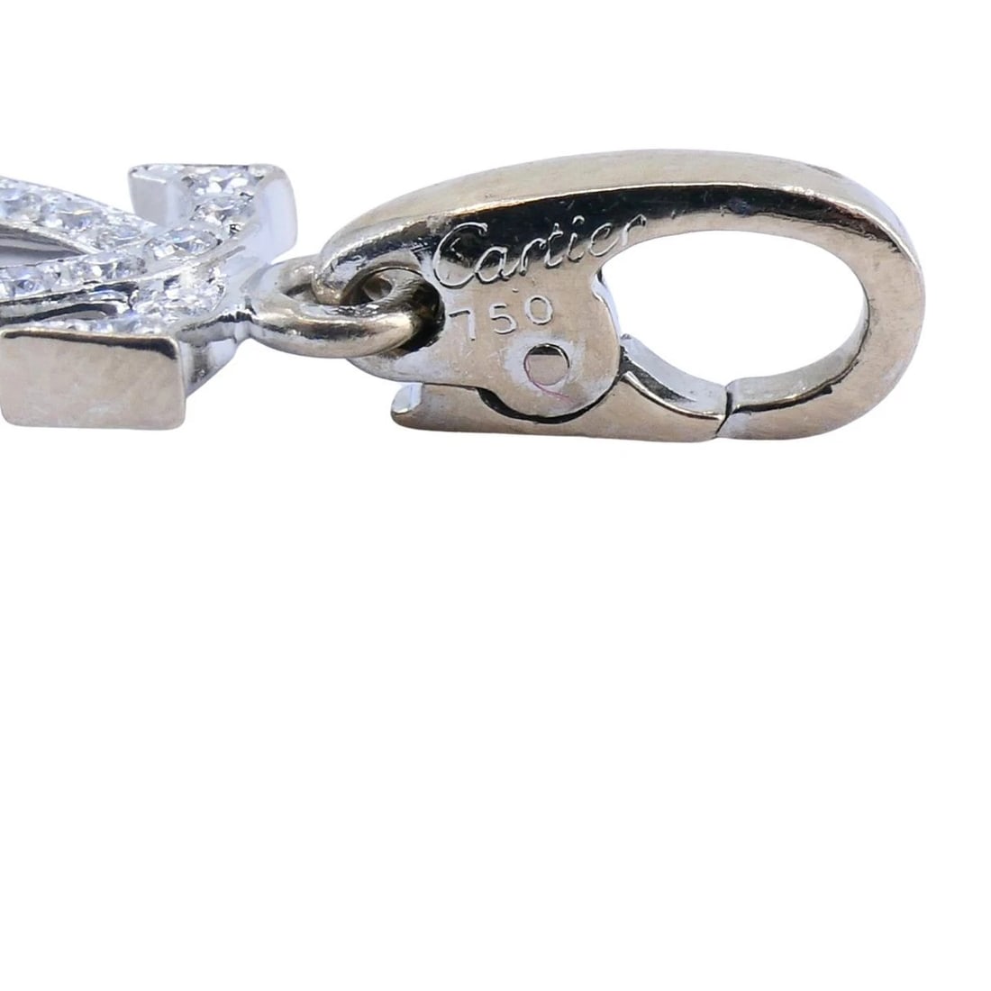 C de Cartier Double C 18k White Gold Diamond Charm Pendant - 7