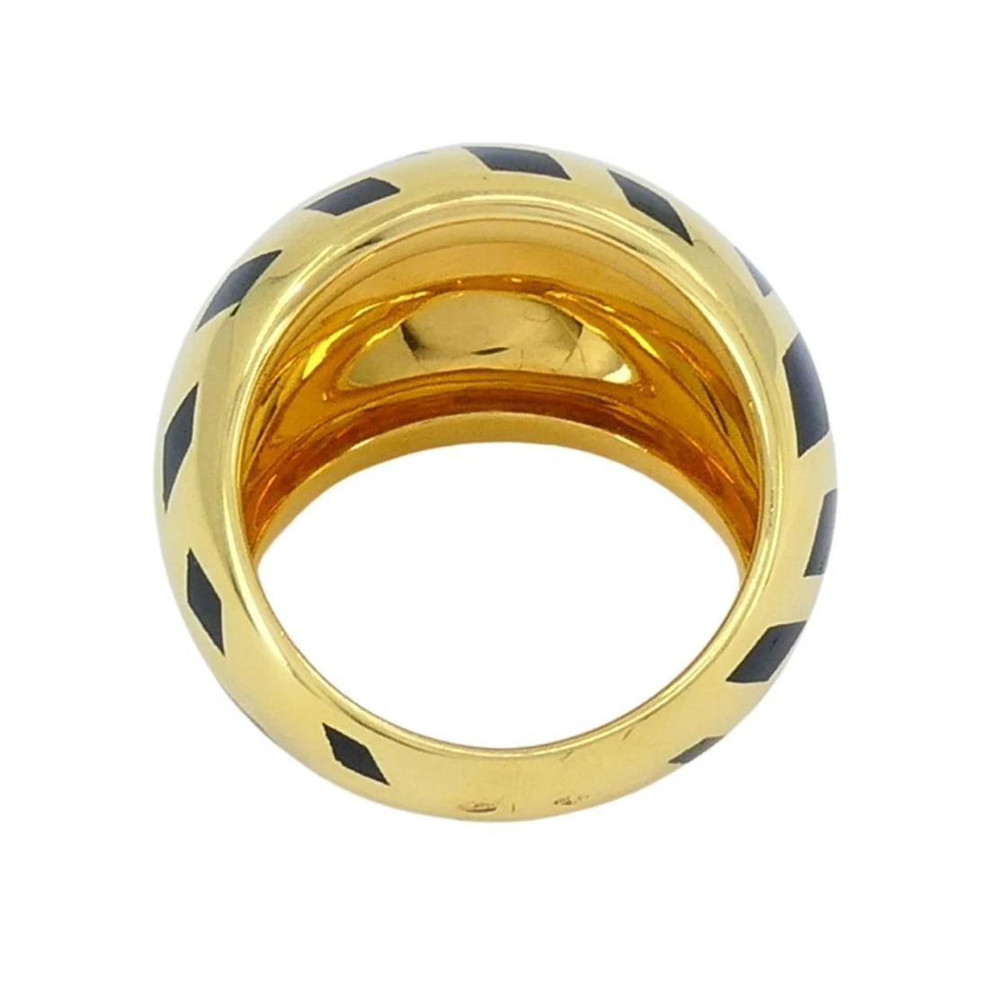 Vintage Cartier Panthere 18k Gold Enamel Bombe Dome Ring - 5