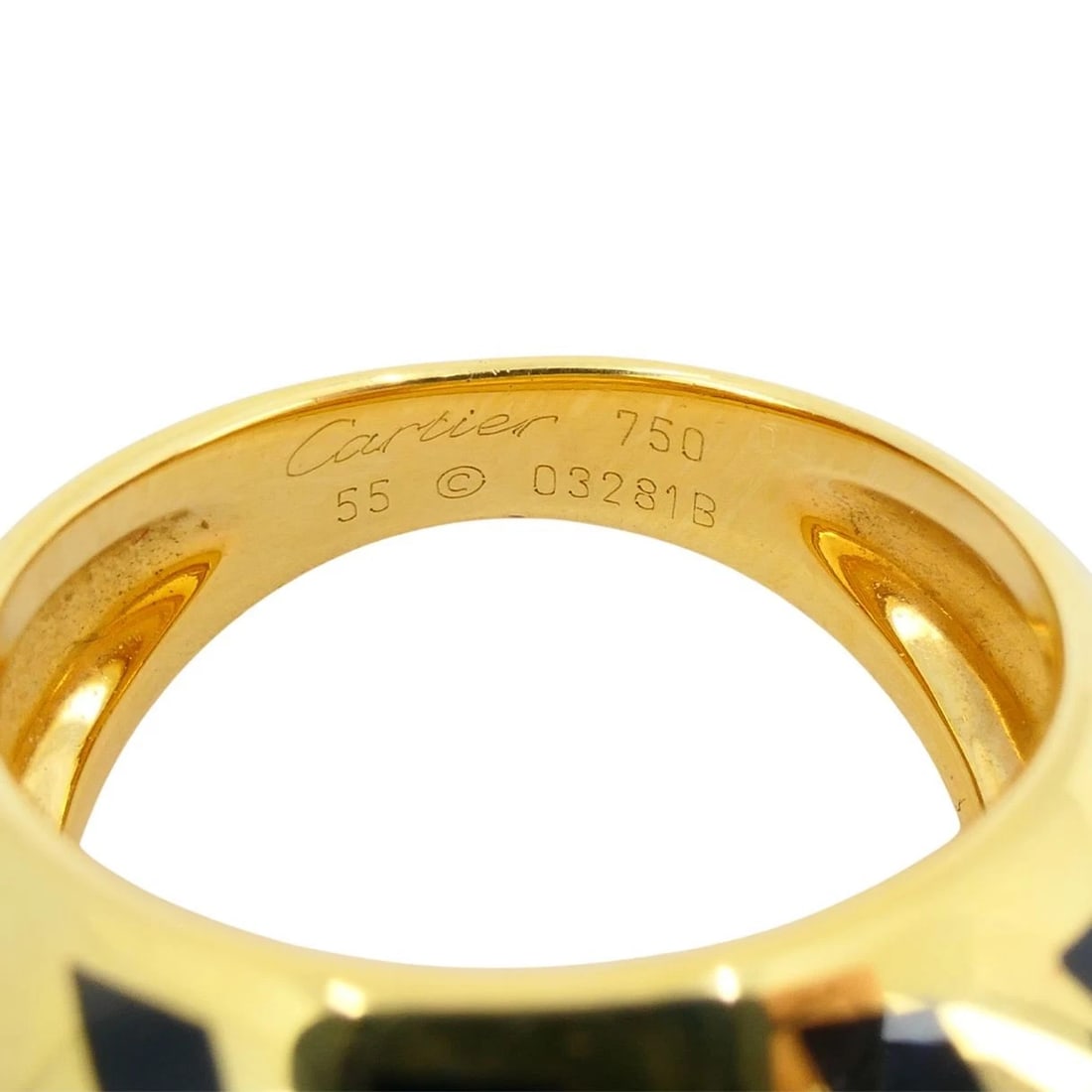 Vintage Cartier Panthere 18k Gold Enamel Bombe Dome Ring - 6