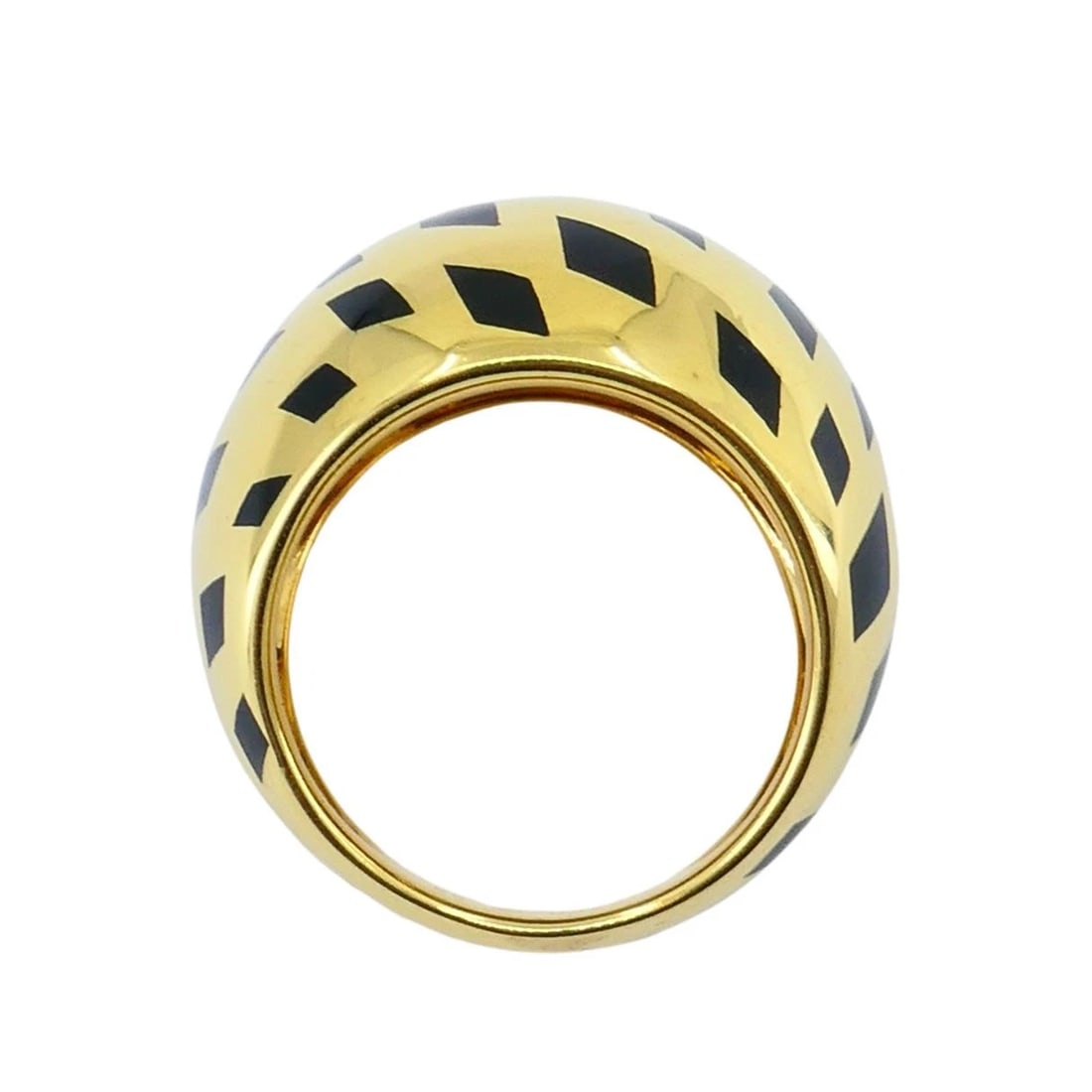 Vintage Cartier Panthere 18k Gold Enamel Bombe Dome Ring - 8