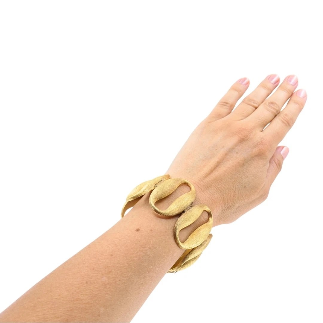 Vintage 14k Gold Modernist Open Oval Link Bracelet - 2