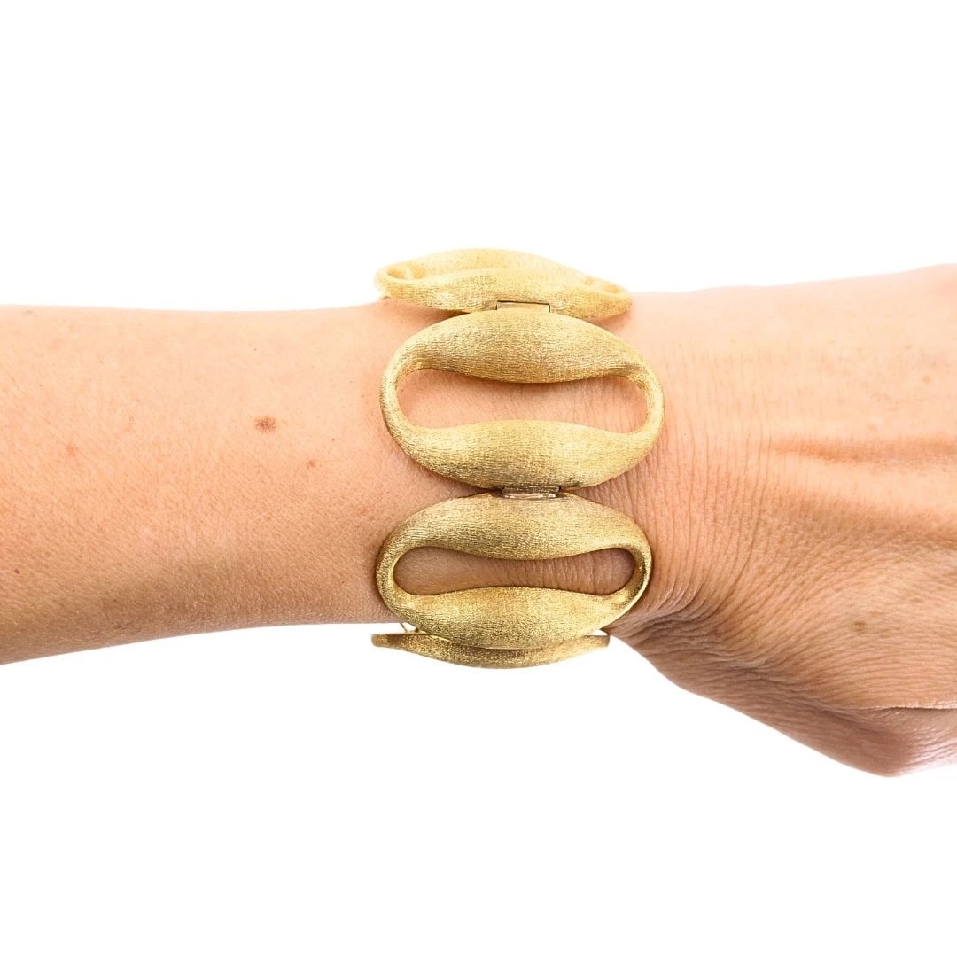 Vintage 14k Gold Modernist Open Oval Link Bracelet - 3