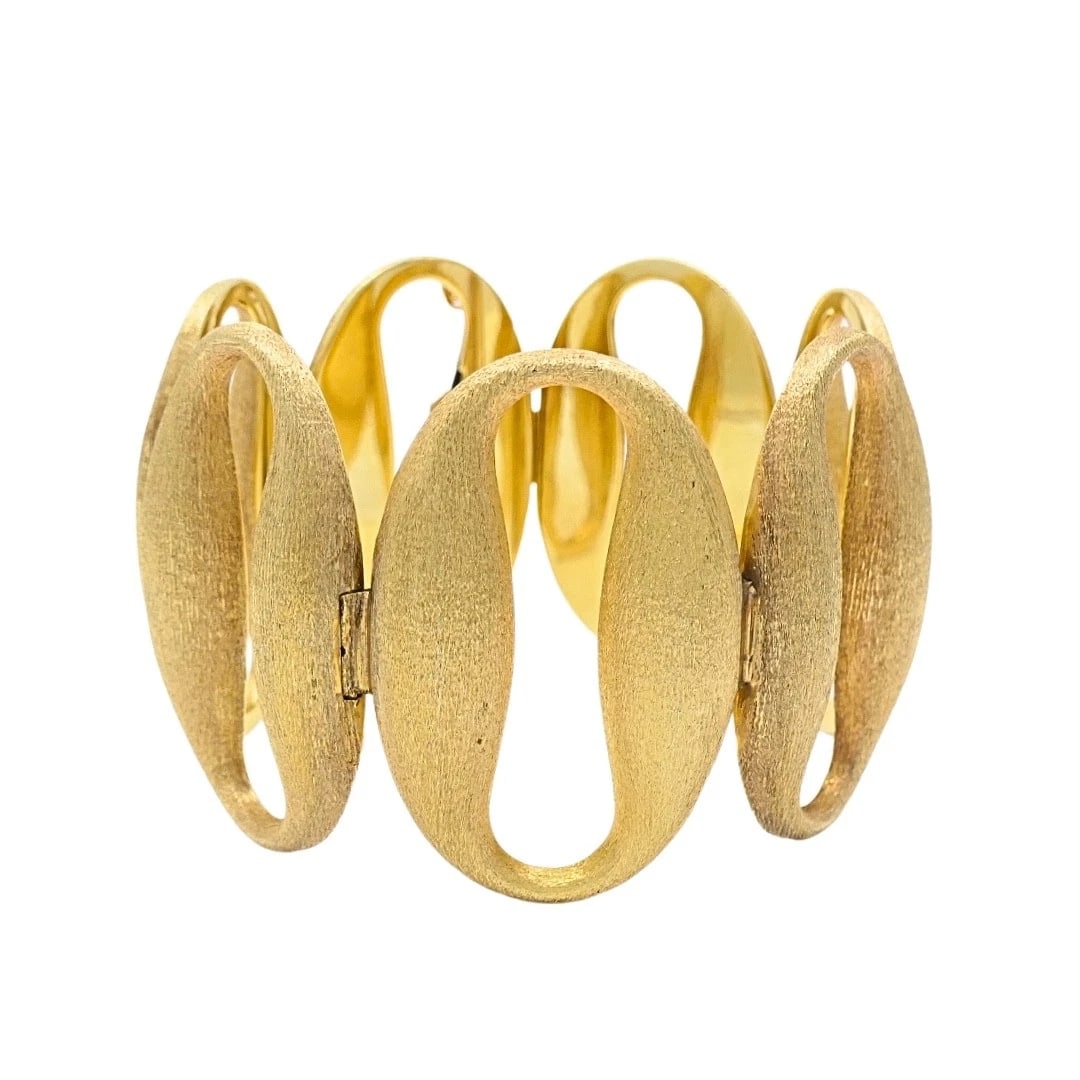 Vintage 14k Gold Modernist Open Oval Link Bracelet - 4