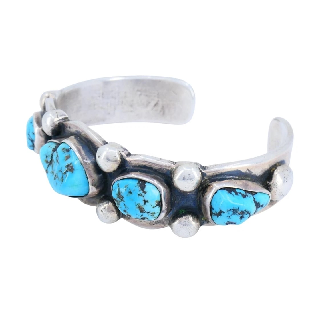 Vintage Navajo Native Indian Sterling Silver Turquoise Cuff Bracelet - 8