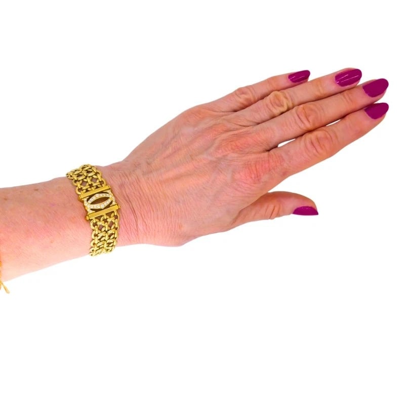 Cartier Penelope BRACELET Double C 18k Gold Diamond Link Bracelet Estate Jewelry - 3