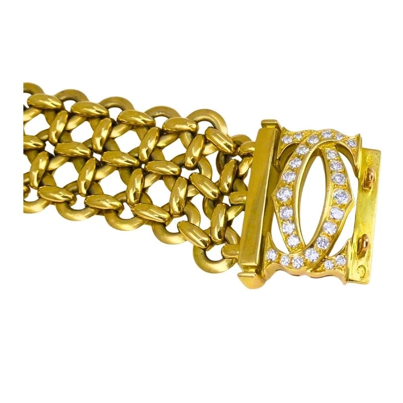 Cartier Penelope BRACELET Double C 18k Gold Diamond Link Bracelet Estate Jewelry - 6