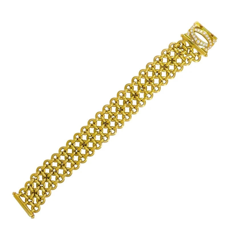Cartier Penelope BRACELET Double C 18k Gold Diamond Link Bracelet Estate Jewelry - 7