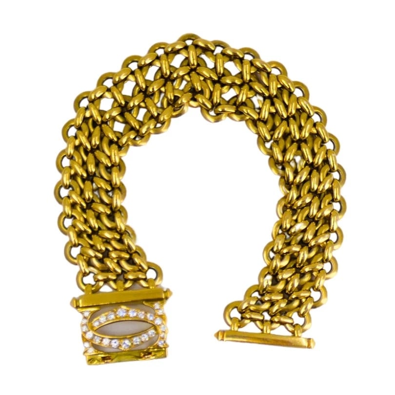 Cartier Penelope BRACELET Double C 18k Gold Diamond Link Bracelet Estate Jewelry - 8