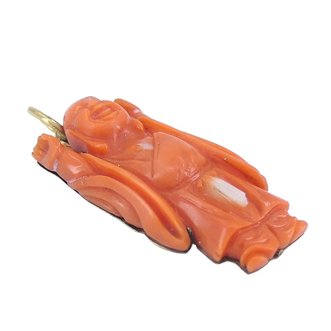 Vintage Coral Buddha Charm Pendant 10k Gold - 3