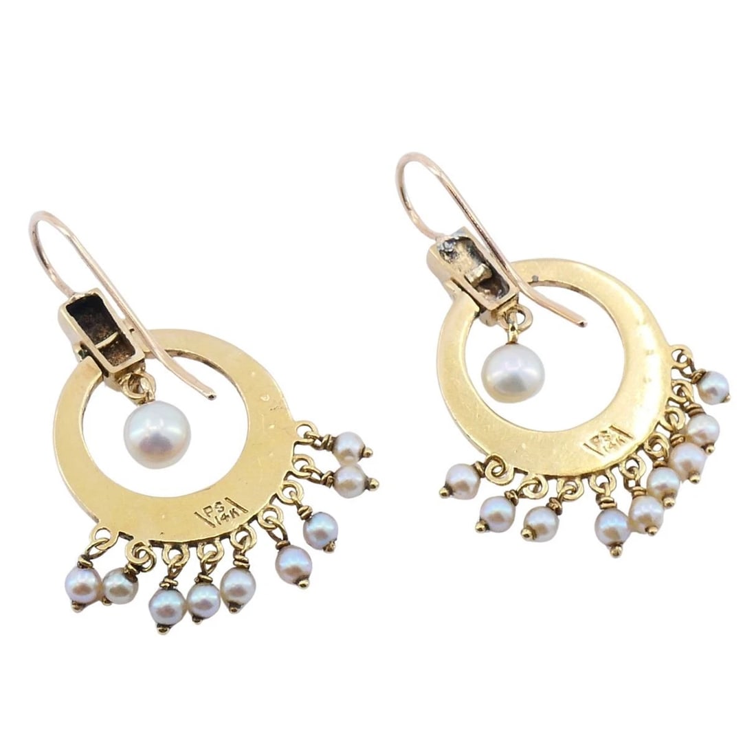 Antique Edwardian 14K Gold Pearl Drop Earrings - 5