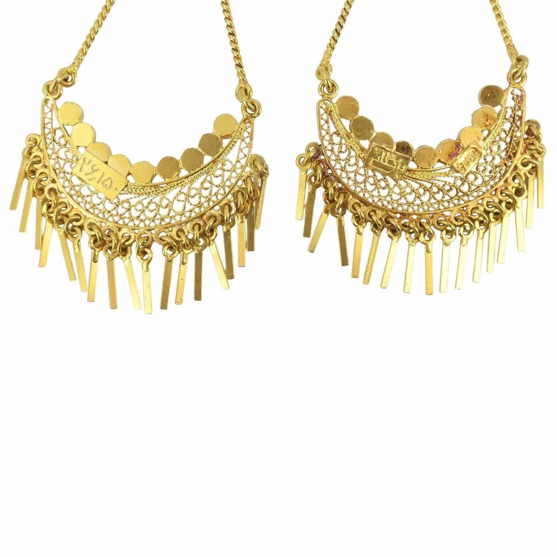 Vintage 18k Gold Turquoise Chandelier Earrings - 8
