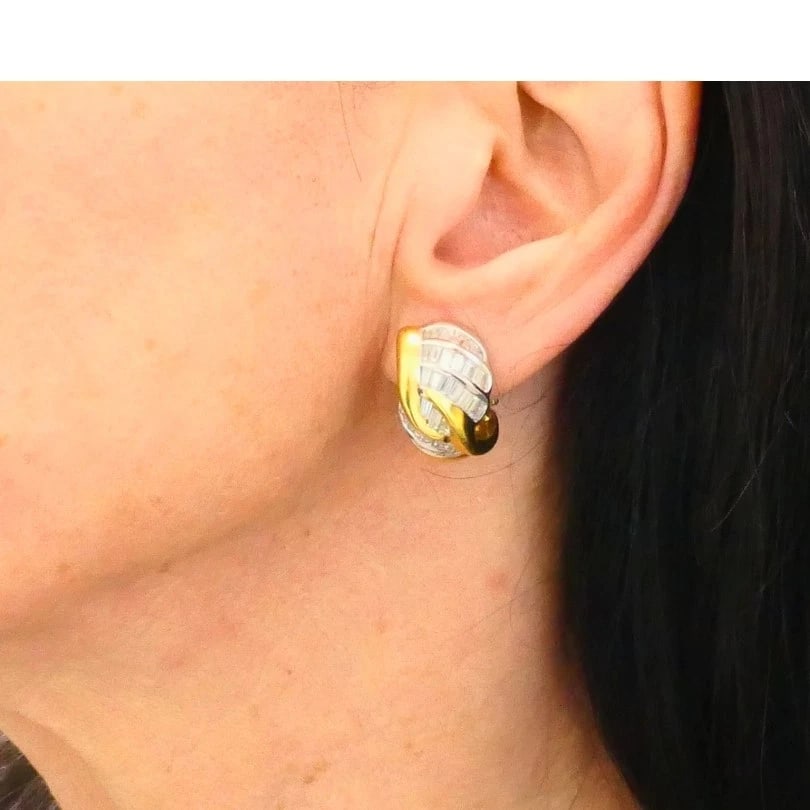 Vintage Luca Carati Diamond EARRINGS 18k Gold Italian Estate Jewelry - 3