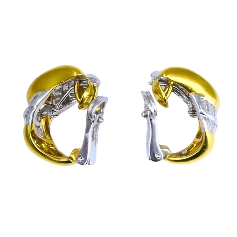 Vintage Luca Carati Diamond EARRINGS 18k Gold Italian Estate Jewelry - 5